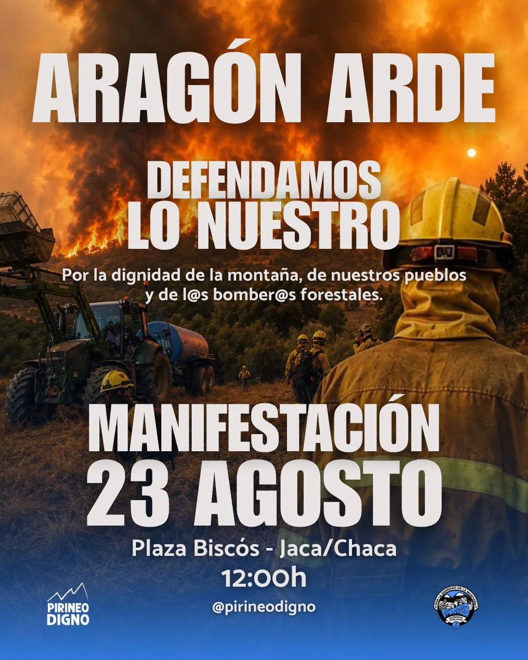 Cartel manifestación 23 de agosto en Jaca