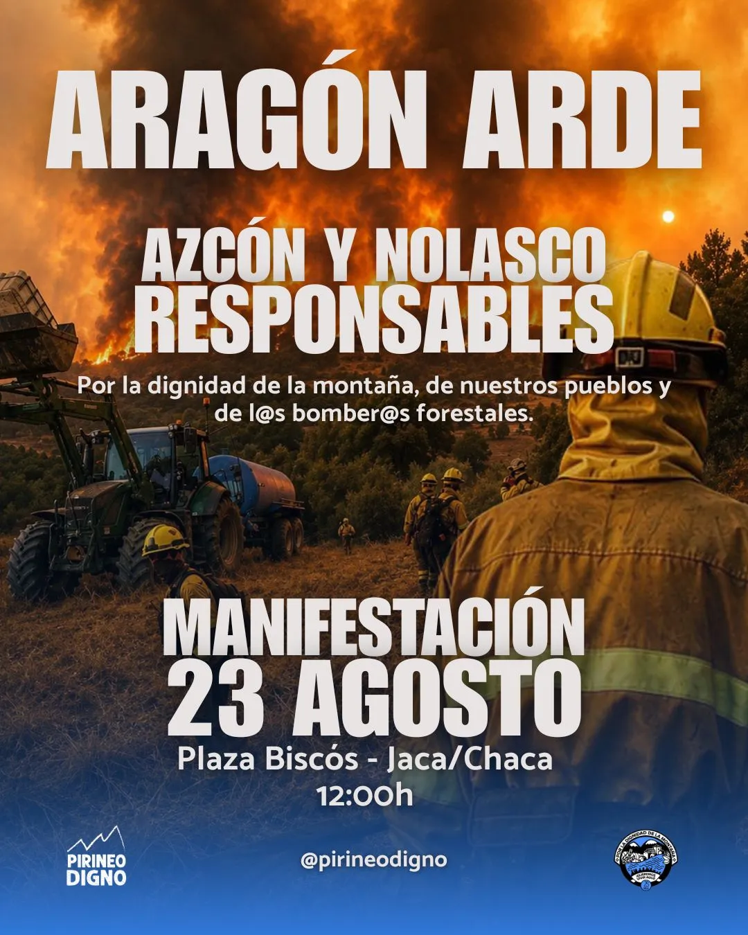 Cartel manifestación 23 de agosto en Jaca