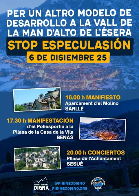 Cartel de la manifestación del 6 de diciembre en Benasque